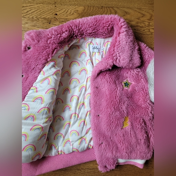 Lola+the Boys Varsity Patch Faux Fur Bomber - Picture 5 of 8